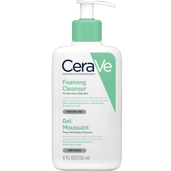 فوم شستشوی صورت سراوی پوست نرمال تا چرب 236 میل اصل | CeraVe Foaming Cleanser For Normal to Oily Skin 236ml